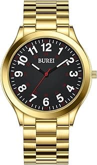 BUREI Men Watches Fashion Analog Stainless Steel Quartz Waterproof Watches,Gift for Men.