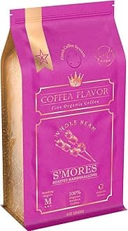 S'mores Flavored Whole Bean Coffee – 100% Arabica, Single Origin, Medium Roast, Naturally Sweetened, Rich and Creamy Flavor – Perfect for Cold Brew – by Coffea Flavor