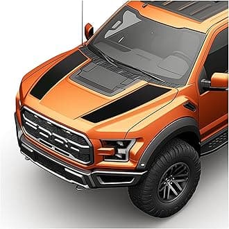 Hood Blackout Racing Stripes Vinyl Decal Sticker Kit- Compatible with Ford F150 Raptor 2014-2020 (Style 1, Matte Black)