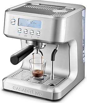 CASABREWS Ultra Espresso Machine with LCD Display, Espresso Maker with Powerful Milk Frother, Customizable Brewing Temperature, Provides Barista-Level Lattes and Cappuccinos, Gift for Men & Women
