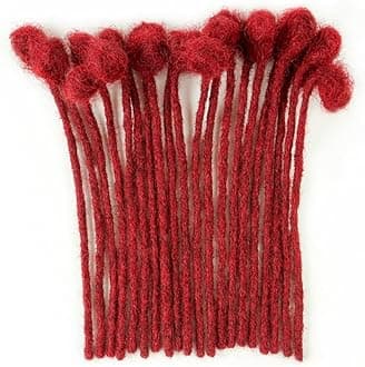 0.6cm Width #Burgundy 8 Inch 30 Strands 100% Human Hair Loc Extensions Full Handmade Dreadlock Extensions for Men Women Kids Can Be Dyed and Bleached with Needle and Comb