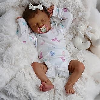iCradle 18 Inch Reborn Baby Dolls Black Girls Soft Body Vinyl Realistic Baby Doll African American Sleeping Lifelike Newborn Baby Doll Toy for Ages 3+