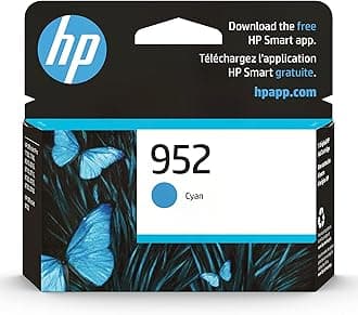 HP Original 952 Cyan Ink Cartridge | Works with OfficeJet 8702, OfficeJet Pro 7720, 7740, 8210, 8710, 8720, 8730, 8740 Series | Eligible for Instant Ink | L0S49AN