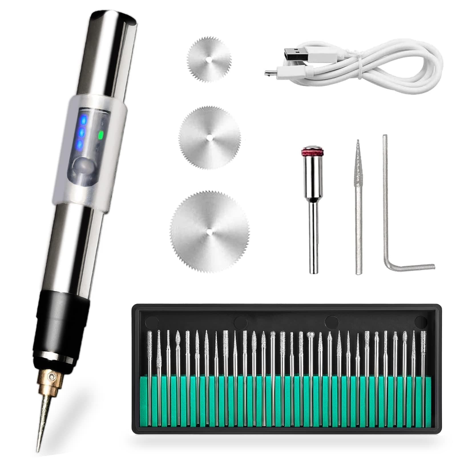 MAKINGTEC USB Rechargeable Engraving Pen With Type-C Interface, Portable Electric Engraver Etching Cordless Pen Rotary Tool for Jewelry Glass Wood Stone Metal Plastic