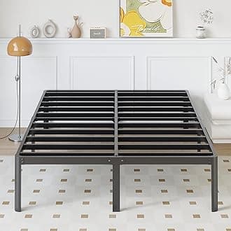 14 Inch California King Bed Frames No Box Spring Needed, Heavy Duty Cal King Metal Platform Bed Frame with Rounded Corner Legs, Easy Assembly, Noise Free, Black