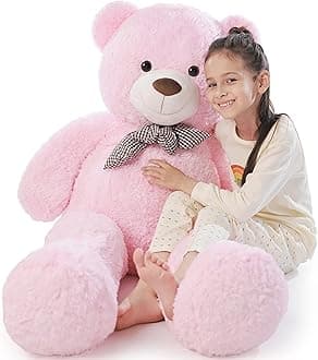Poutmac Big Pink Teddy Bear 4Ft Giant Stuffed Animal Plush Toy for Girlfriend Women Kids for Valentines Christmas Birthday