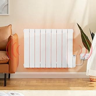 1500W Electric Oil Filled Radiators Wall Mounted Electric Heater 9 Fins Energy Efficient Electric Radiators with 7 Days/24H Timer and Thermostat,LED Display & Safe Lock for Home Use
