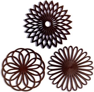 colinda Set of 3 Silicone Trivet Mat - Hot Pot Holder Hot Pads for Table & Countertop - Trivet for Hot Dishes - Non-Slip & Heat Resistant Modern Kitchen Hot Pads for Pots & Pans, Chocolate Brown