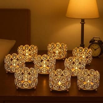 Tealight Candle Holder Votives Bowl for Home Decoration, Diya Diwali Decoration Lights Centerpieces for Wedding Home Party Table Decor (Gold (Pack of 10))