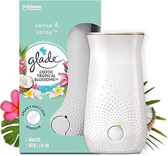 – Sense & Spray Air Freshener Holder and Refills, Motion Activated Automatic Odour Eliminator for Home, Tropical Blossoms, Pack of 4 Starter Kits, (4 x Holder and 4 x 10 ml Refill)