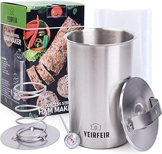 Ham Press for Deli Meats Make Your Own Healthy Homemade Ham Maker with This Stainless Steel Lunch Meat Press Includes Thermometer, Recipes and 20 Cooking Bags