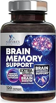 Brain Memory Supplement Pills - 3X Strength Nootropics for Concentration, Clarity & Focus Support - Brain Health Cognitive Vitamins with Bacopa, Phosphatidylserine & DMAE, Brain Booster - 120 Capsules