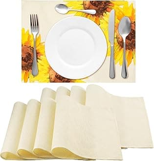 Tegeme 8 Pieces Sublimation Blank Placemats Mats White Burlap Washable Placemats for Christmas Dining Tables Birthday Party Wedding DIY Table Mats Home Kitchen Holiday Table Decor 12 x 16 Inch
