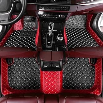 Custom All-Weather Protection Leather Car Floor Mats for Cars Sedan SUV Sports Car Waterproof Floor Mat (Black&Red)