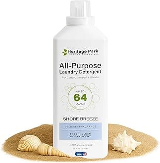 Heritage Park All-Purpose Shore Breeze, Lightly Scented, pH-Neutral Laundry Detergent - Stain-Fighting Enzymes, Ultra Concentrated Up to 64 loads (32 fl oz)