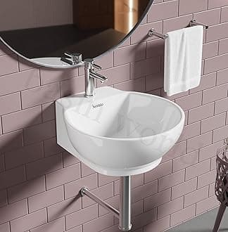 SENISTO Latest Ceramic Wash Basin Countertop Tabletop Bathroom Sink Wash Basin (12 x 12 x 5 INCH) TECCO White