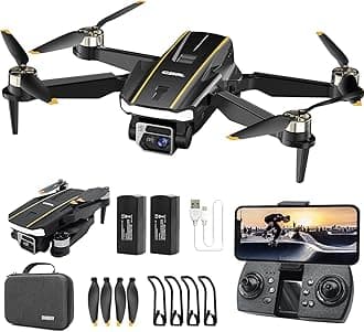 Super Enduring Brushless Motor Drone with Camera for Beginners, CHUBORY A68 WiFi FPV Quadcopter with 2K HD Camera, Auto Hover, 3D Flips, Headless Mode, Trajectory Flight, 2 Batteries, Carrying Case