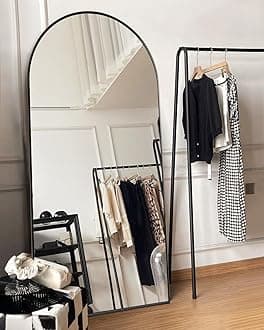 Arched Full Length Mirror, Floor Mirror with Stand, 30"x71" Large Mirror, Wall Mirror Full Length, Black Floor Length Mirror, Body Floor Mirror, Wall Mounted Mirror for Bedroom, Black