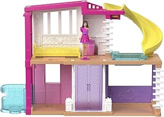 Barbie Mini Barbie Land Dreamhouse (White and Purple) with 1 Micro Doll Pretend Doll House Dollhouse for Ages 6 and Up, Pink HYF47