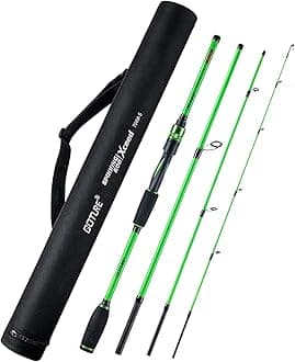 4 Piece Travel Spinning Fishing Rods Portable 4 Sections Lightweight Carbon Fiber Poles M Power MF Action 8ft Green