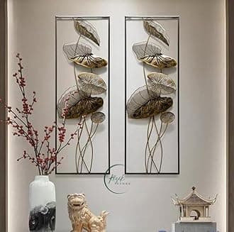 RIZIK STORE™ Metal Abstract Figures Wall Sculpture for Home Decor, Living room & Bedroom (Bronze pack of 2)