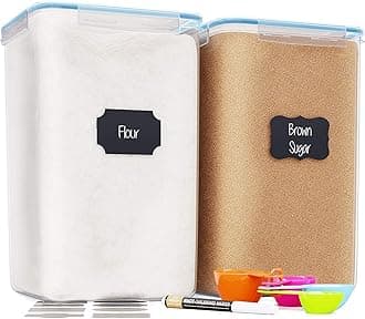 Chef's Path Extra Large Airtight Flour and Sugar Storage Containers with Lids, Set of 2, 6.5L Pantry Canisters for Bulk Flour and Sugar Storage - Transparent