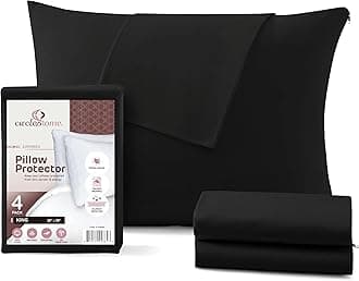 CirclesHome Pillow Protectors 4 Pack King Zippered - 100% Cotton Breathable Pillowcases - Protects Pillows from Dirt, Dust and Debris (King - Set of 4-20x36)
