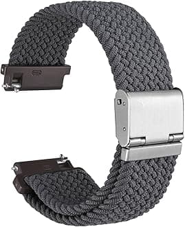 WOCCI 18mm Braided Nylon Watch Band for Men and Women, Quick Release, Silver Stainless Steel Buckle (Grey)