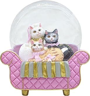 Cat Snow Globe for Kids, Christmas Snow Globes for Girls, Funny Animal Snowglobe for Home Table Decor