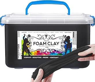Pixiss Premium Black Foam Air Dry Clay - Flexible Cosplay Foam for Costumes, 1500 Gram Sculpting Clay