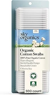 Organic Cotton Swabs, Ultra Soft Tips - Strong & Durable - Hypoallergenic - Chlorine Free - Sustainable -Natural, Vegan & Cruelty Free - Skin Care & Self Care (500 Count)