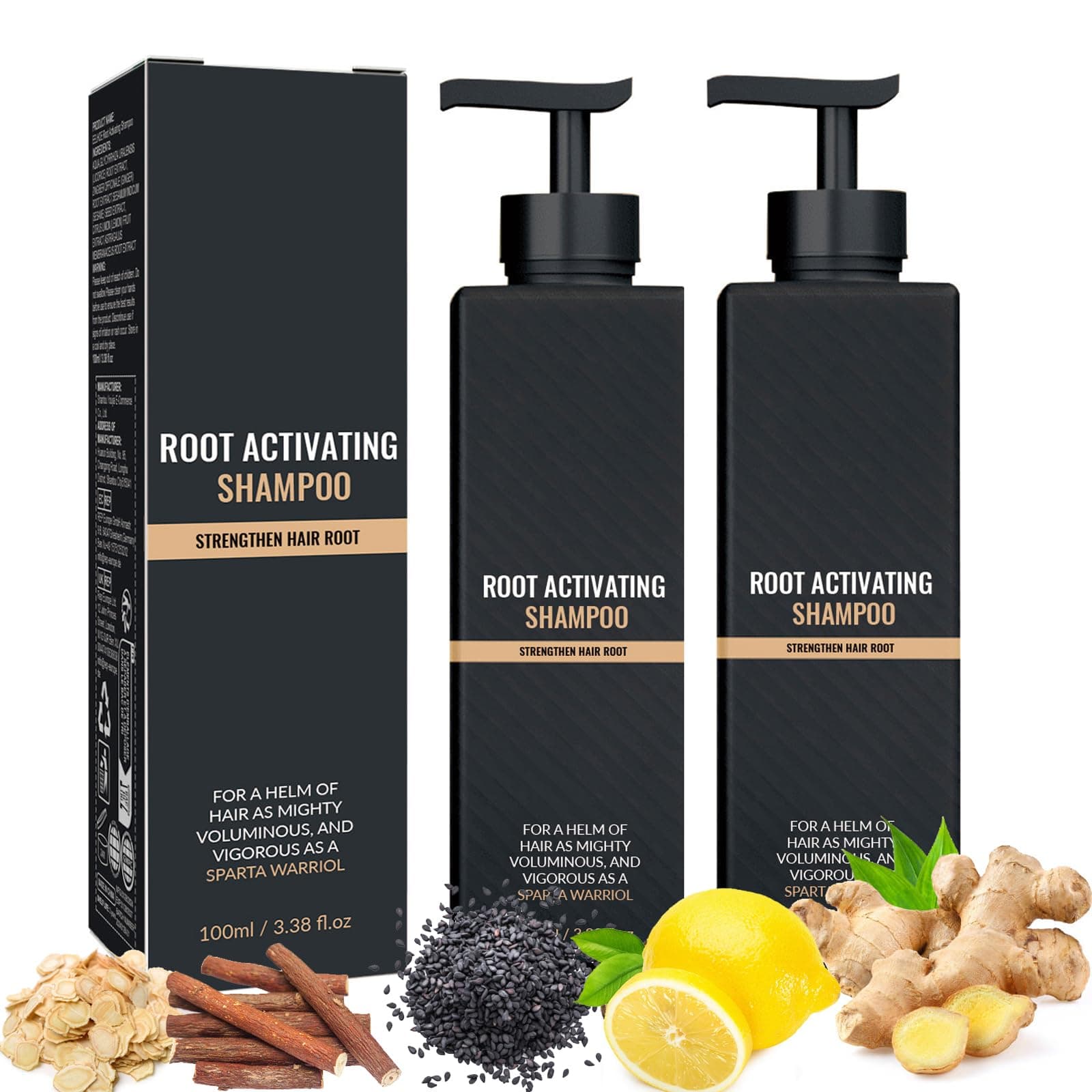 2pcs Root Activator Shampoo,Mane Root Activator Shampoo for Man,Unisex Hair ThickeningShampoo that Repairs,Smooths & Strengthens,Hair Restoration Solution