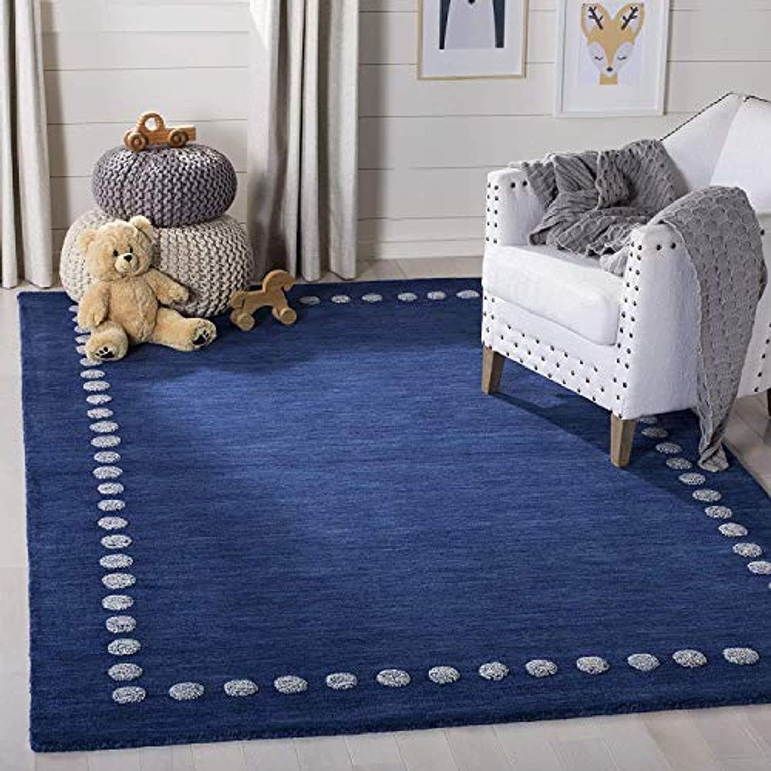 ZARA CARPETS; 'can change the floor Solid Plain Exported Quality Hand Made Carpets and Rug Size 9 Feet by 12 Feet (9x12 feet) Navy Blue