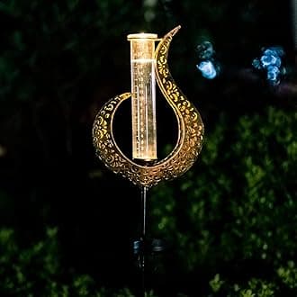 Rain Gauge Outdoor Decorative, Solar Garden Rain Gauge, 7" Capacity Glass Tube Metal Flame Shape for Garden Yard Lawn