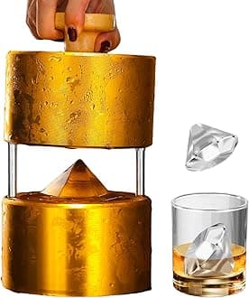 Ice Ball Press, Large Diamond Ice Cube Molds, Ice Cube Maker, Slow Melting, Long-Lasting Chilled, for Chilling Cocktails, Whiskey（2.9x2.4 inch）