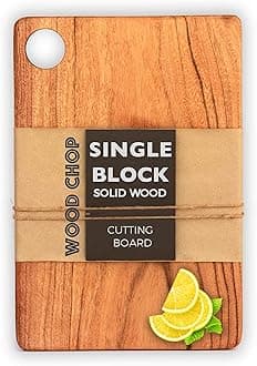 Wood Chop Single Piece Solid Acacia Wood Cutting Board | Reversible | No Dyes or Polish/Varnish | Natural Finish | 15 x 9 x 0.5 Inch (Acacia Large) | Durable & Handcrafted - 1 Year Warranty