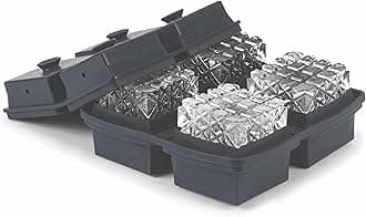 W&P Crystal Ice Tray, Perfect Etched Large Cubes, Slow Melting for Whiskey and Cocktails, Food Grade Premium Silicone, Dishwasher Safe, BPA Free