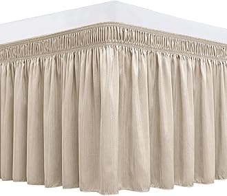 Biscaynebay Wrap Around Bed Skirts for Full & Full XL Beds 22" Long Drop, Light Camel Adjustable Elastic Dust Ruffles Easy Fit Wrinkle Resistant Silky Luxurious Fabric Machine Washable