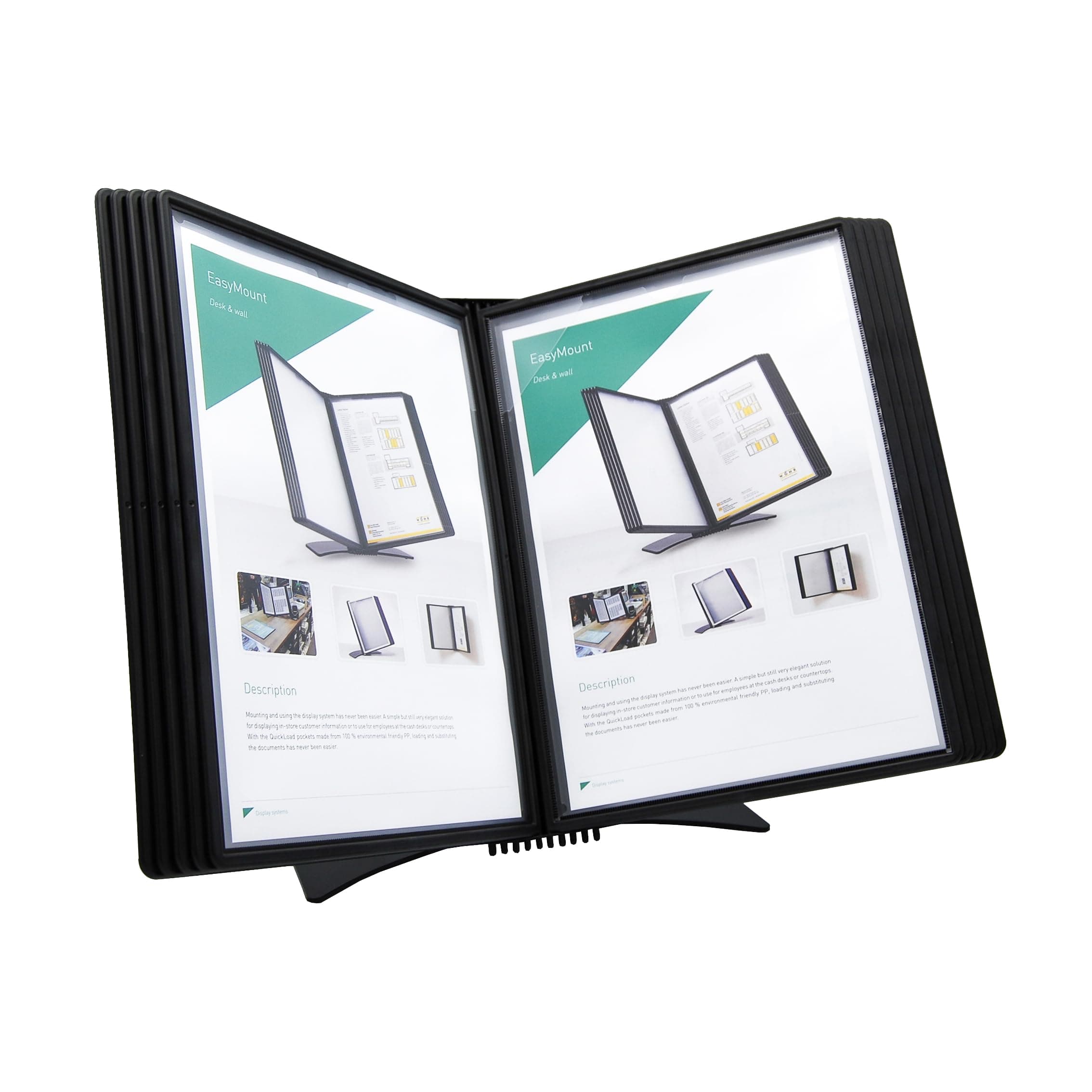TARIFOLD Desktop Reference and Display System 10 Double-Sided Pockets Black-Framed Letter-Size 20 Sheet Capacity (EZD771)