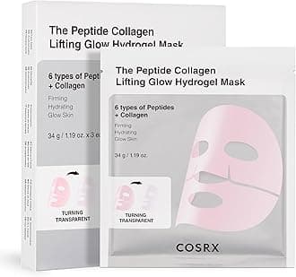 COSRX Pink Peptides Collagen Lifting Glow Hydrogel Face Masks Skincare 3 EA, Collagen Face Mask, Travel Essentials, Overnight Face Mask, Korean SkinCare