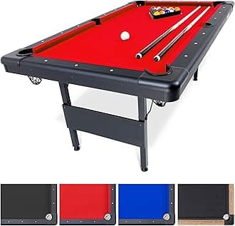 6ft or 7ft Billiards Table - Portable Pool Table - Includes Full Set of Balls, 2 Cue Sticks, Chalk, and Felt Brush; Choose Your Size
