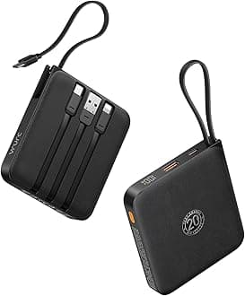 Portable Charger with Built-in Cable, 10000mAh 22.5W Fast Charging USB C Battery Pack, Cell Phone Power Bank for iPhone 17 16 15 Series Android Tablet (Black)