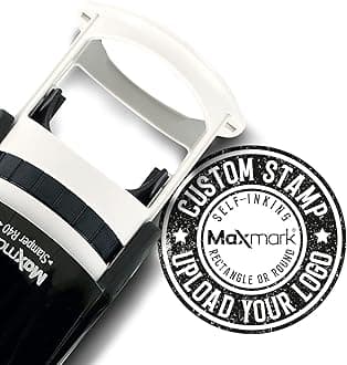 MaxMark Personalized Business Custom Self-Inking Round Logo or Text Stamp - Choose from 15 Ink Colors.