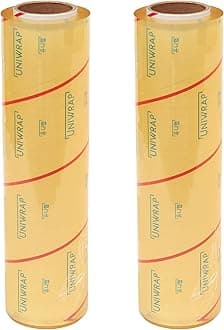 - VisionTechShop Uniwrap 2 rolls of Food wrapping Plastic Cling Film for Manual & Automatic Overwrap, 13 micron, 18" x 3379', MADE IN KOREA