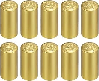 uxcell 100Pcs PVC Heat Shrink Capsules Wine Bottle Capsules Shrink Cap Wrap Shrink Top Cover for Wine Cellars and Home Kitchen, Gold 32x60mm