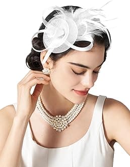 Tulle Fascinators for Women, Tea Party Hats for Kentucky Fascinators Derby, Cocktail, Wedding, Fancy Dress Party