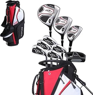 Aspire XD1 Complete Mens Golf Club Set, Includes Titanium Driver, S.S. Fairway, S.S. Hybrid, S.S. 6-PW Irons, Putter, Bag, 3 H/C's, Right & Left Handed Golf Clubs