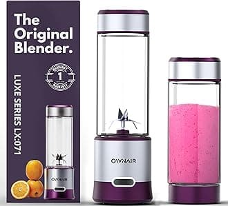 Portable Blender | Smoothie & Juice Maker | 180W Blender Mixer Grinder | 5000mAh Rechargeable Portable Juicer | 450ml High Borosilicate Glass Jar | Baby Food & Smoothie Maker | Grey & Purple
