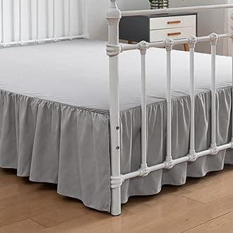 Bed Skirt Queen Size Ruffled Bed Skirt with Split Corners, 18 Inch Drop Dust Ruffle Bed Skirt with Platform, Light Gray (Queen - 18" Drop)