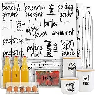 Talented Kitchen Pantry Labels for Jars, Canisters, Containers for Storage and Organization Product Accessories for Bathroom, Laundry Room, Office Script Pantry, Complementary Set, 102 Labels